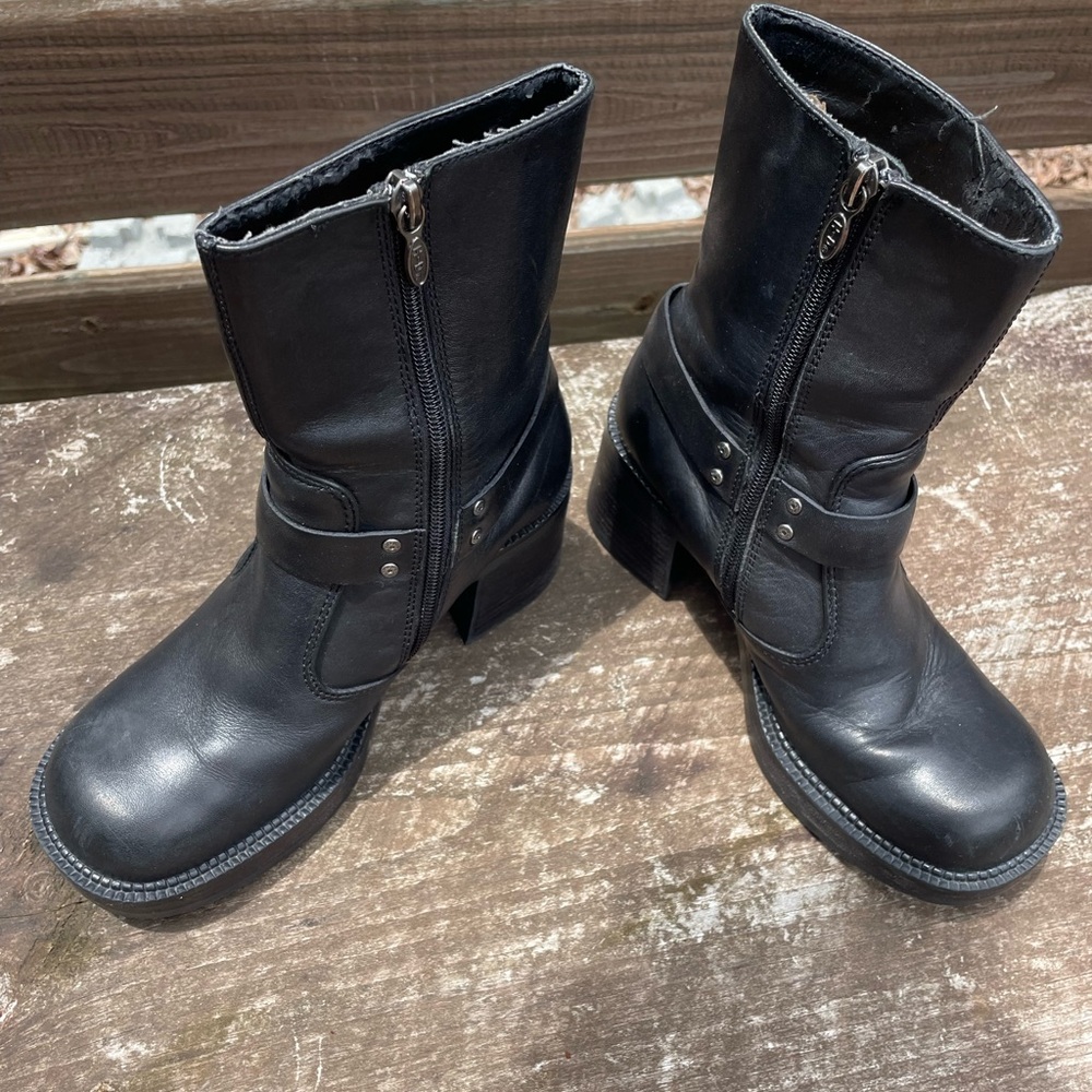 Harley Davidson Black Leather Moto Boot